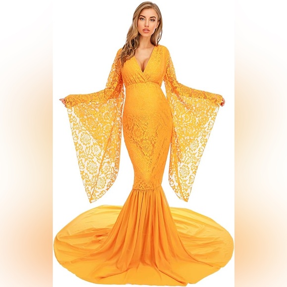 Lace Chiffon Maternity Photoshoot Dress - Picture 2 of 10